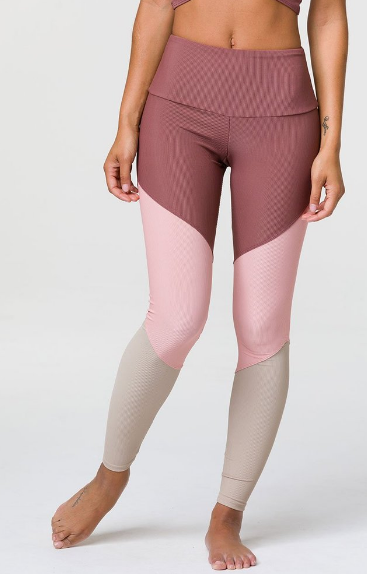 Image Title Onzie High Rise Track Legging - Toast Rib Combo